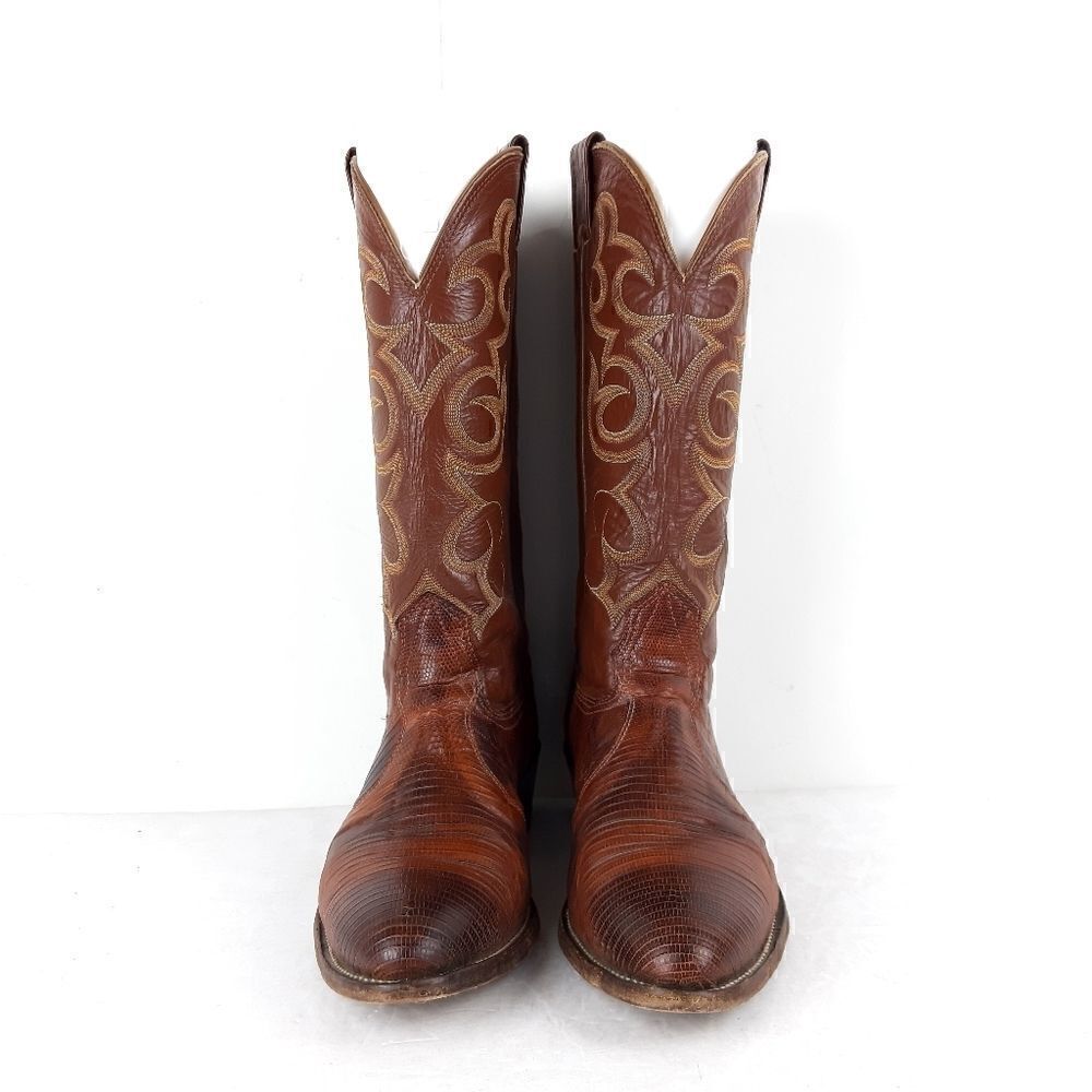 Nocona men's bulhide brown/tan genuine leather  western boots size 8D - Picture 2 of 11